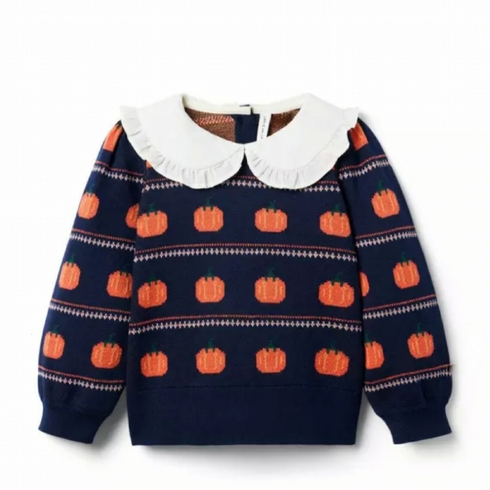 🎃 Janie ane Jack Pumpkin Fair Isle Collared Sweater